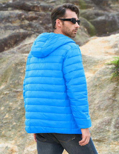 MAGCOMSEN Men's Lightweight Puffer Jacket Hooded Full Zip Water-Resistant Quilted Lined Winter Coats